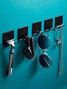 2pcs No Drill Plastic Razor Hook Wall Mounted Multi-Functional Plug Key Storage Adhesive Hook - màu đen - Xem 8