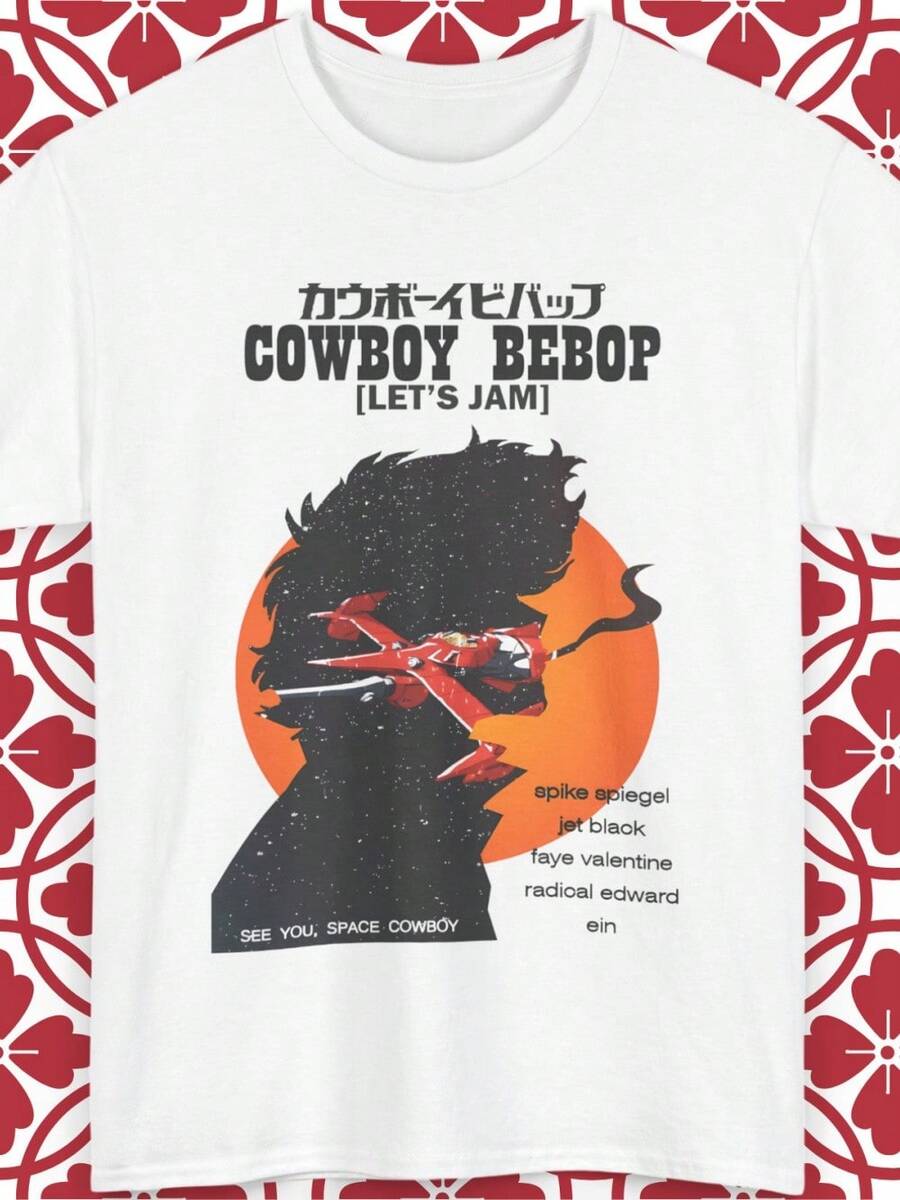 Vintage Cowboy Bebop Anime T-Shirt Let's Jam Spike Gift All Sizes Unisex Tee - Black - View 1