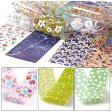 300Pcs Flowers Nail Foil, Holographic Nail Art Foil Flower Transfer Foils Paper 3D Floral Nails Stickers Fingernail Wraps Decals Manicure Design Kit Nails Decoration - No1 - 查看 7