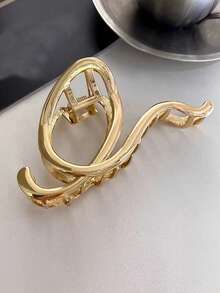 1pc Fashionable Letter Q Geometric Pattern Alloy Hair Claw Clip Winter Hair Accessories Winter Hair Clip - Gold - View 2