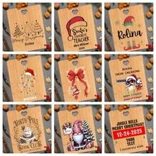 1pc Christmas Tray, Cutting Board, Customizable Name And Text, With Bow, Reindeer, And Snowflake Elements, Merry Christmas, Warm And Sweet Gift, High-End Housewarming Gift, High-Quality Kitchenware, Suitable For Parents, Couples, Wives And Cooking Couples, Valentine's Day Gift, For Holding Food And Fruits, Fashion On, Essential For Housewarming - Beige - View 3