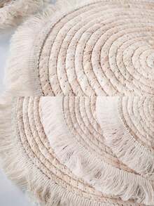 1入組現代簡約風格編織餐墊配流蘇，厚實隔熱杯墊，餐桌墊露營必備 - 杏色 - 查看 5