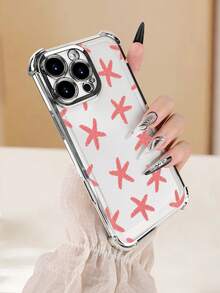 Lujo Ligero, Estilo y BellezaCaso de teléfono con estrellas rojasFunda de Teléfono Transparente de Color Plata con Protección en las Cuatro Esquinas, Compatible con 17PROMAX, 17PRO, 17Air, 17, - transparente - Ver 5
