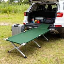 Cama plegable militar para camping, portátil y con bolsa de transporte. Ideal para adultos. Soporta hasta 136 kg (300 lbs). Ligera y fácil de montar. Compacta y portátil, perfecta para viajes, caza, senderismo y motociclismo. - Verde - Ver 7