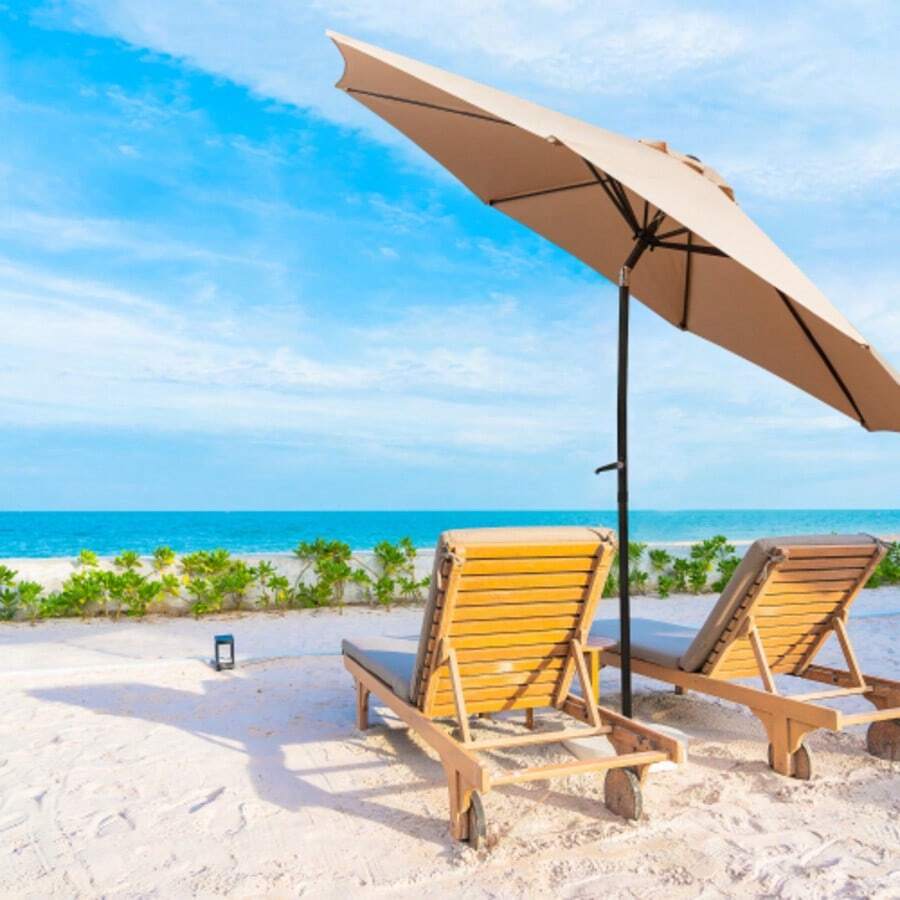 Elegant 300 X 245 Cm Double-Glass Garden Parasol With Crank And 8-Fold Ribs: Innovative Suspension System, Double-Layer Waterproof Fabric And Tilt Adjustment For Patio And Garden (Khaki) - Khaki - View 1