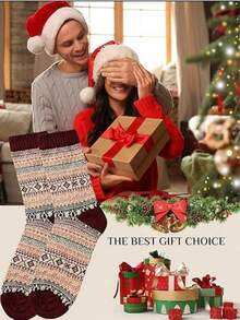 1/5/10 Pairs Women's Retro Wool Blend Mid-Calf Knit Socks, Warm & Thick, Suitable For Autumn/Winter, Ideal Outdoor Sports Couples Gift Socks - Multicolor - View 4