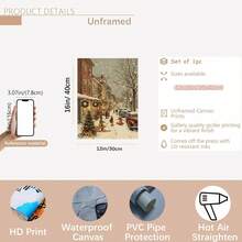 12x16 英寸无框复古圣诞小镇帆布海报 - 冬季仙境墙壁艺术，带有雪橇场景、雪景街道和节日装饰，现代节日家居装饰，适合客厅、卧室、办公室 - 完美的礼物创意，圣诞墙壁艺术，最适合圣诞节 - 彩色 - 查看 14