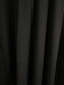 Quần nữ cạp cao dáng rộng xếp ly bất đối xứng, quần thường ngày cài cúc, chất liệu vải lanh cao cấp, màu đen, thích hợp mặc mùa xuân/thu. - màu đen - Xem 4