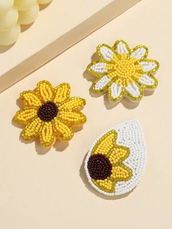 수제 비즈 플라워 헤어 클립, 해바라기, 데이지, 물방울 모양, 달콤한 걸 스타일의 섬세한 헤어 액세서리, 수공예 다용도 헤어 장식, 걸 친구를 위한 창의적인 선물