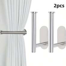 2pcs Self-Adhesive Paper Towel Holder, Curtain Rod And Hat Rack, No Drilling Design, Available In Black, Silver And Gold, Suitable For Kitchen, Dining Room, Bathroom, Bedroom And More, Can Hold Paper Towels, Curtains And Hats, Ideal Easter And Christmas Gift
