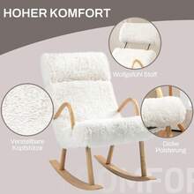 HOMCOM Rocking Chair, Wool-Look Relaxation Chair Up To 120 Kg, For Bedroom And Living Room, White On The Site - 1 - View 3