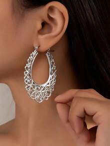 1 Pair/Set Elegant Vintage Style Hollow Metal Golden Pearl Earrings Set, Suitable For Women's Daily Wear - Multicolor - View 11