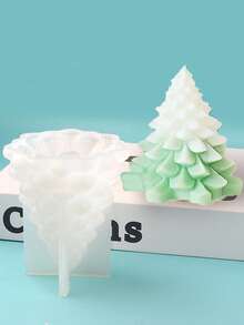 1 件圣诞树叶蜡烛硅胶模具，蜡融化石膏模具，手工制作 DIY 圣诞树硅胶模具 - 無色 - 查看 8