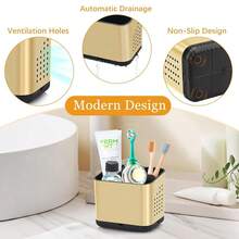 Toothbrush Holders For Bathrooms, Tooth Brush Holder For Bathroom Countertop Organizer,  Electric Toothbrush And Toothpaste Holder (Brushed Gold){Inchcolor_nameinch:InchBrushedGoldinch} - 拉絲金 - 查看 5