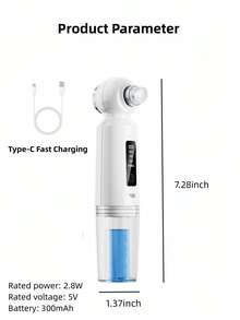 HYUNDAI 六合一电动黑头去除器，带加热功能，便携式USB充电毛孔清洁器，有效清洁面部并去除黑头 - 白色 - 查看 10