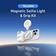 TELESIN Fun Shot Magnetic Phone Camera Grip + C03 Magnetic Selfie Light Bundle Kit Compatible With IPhone Magnetic & Android, Creator Kit For Selfies/Photography/Zoom Calls/Video White