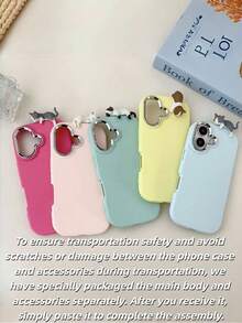 Playful Pink & Light Blue Phone Case With Delightful Cat Charm - Stylish Compatible With Apple 16/15/14/13/12, Redmi, Transsion Waterproof Shockproof Anti-Fall Scratch Resistant