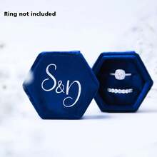 1 pieza Caja de anillo de terciopelo hexagonal personalizada, caja de anillo de boda y compromiso personalizada de una/dos ranuras, elegante caja de almacenamiento de anillos estilo retro, regalo de boda, regalo del Día de San Valentín - Multicolor - Ver 6