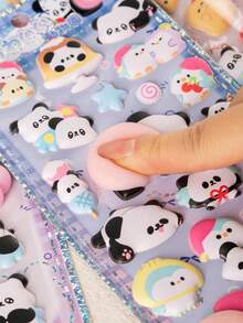 3D Cute Animal Panda, Rabbit And Cat Paw Foam Stickers, Stress Relief Stickers, Decorative Stickers, Suitable For Water Bottles, Keyboards, Tables, Children's Rewards, 3D Scrapbooking Sticker Toys