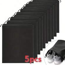 5/10pcs Black Durable PP Material Shoe Bags, Drawstring Closure - Moisture-Proof Space Saving, Suitable For Sports Shoes, Leather Shoes And Travel Storage - Multicolor - View 8
