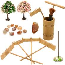 Zen Garden Rake Tool Accessories - Japanese Sand Zen Bamboo Rakes Tools Set, Office Relaxation Gifts With Healing Stones Zen Garden Decor For Man Woman Father Mother Birthday Gifts - 耙子 N2 - 查看 1