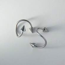 Punk Spike Spiral Lip Rings Stainless Steel 16G S Shape Lip Piercing Rivet Labret Piercing Jewelry Cartilage Earrings Helix Piercing Lower Labret Studs Eyebrow Piercing Jewelry 8mm - Multicolor - View 6