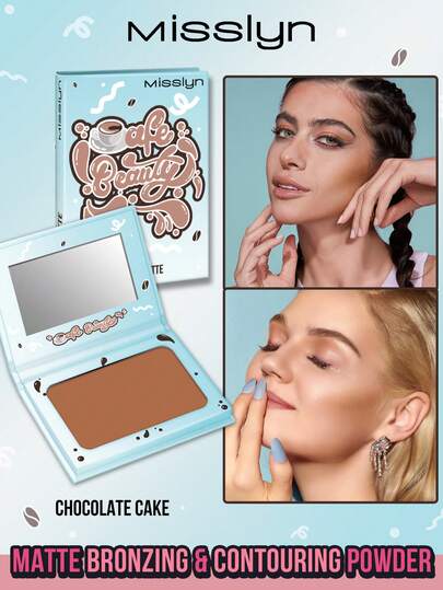 Misslyn Cafe Beauty Contour Powder Palette, Bronze Powder, Matte Bronze Powder, High Color Payoff, Fine And Smooth Texture, With Mirror, Face Contouring Bronze Powder, Long-Lasting Makeup Effect, Lightweight And Breathable, Easy To Blend, Vegan Formula, Cruelty-Free