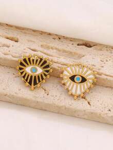 2pcs Stainless Stainless Steel Enamel Heart Charms Findings Evil Eye Pendant For DIY Jewelry Making Supplies Accessories - Pendants - View 3