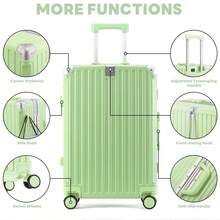 20-Inch Suitcase With Rotatable Wheels - Lightweight ABS Material, TSA Lock, Aluminum Alloy Telescopic Handle. Modern Travel Luggage, Durable And Fashionable Design, Suitable For Airports, Business Trips And Vacations, Airport, Fashionable Suitcase - 綠色 - 查看 4