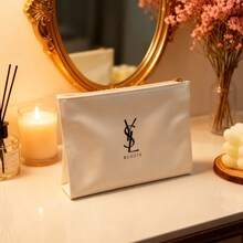 Yves Saint Laurent 1 pezzo Borsa organizer per il trucco di grandi dimensioni da donna, pochette cosmetica in PU, design elegante e minimalista, portatile per uso quotidiano, regalo perfetto per lei, ideale per viaggi, lavoro o scuola. YSL-GIFT-20