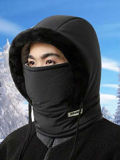 1 pieza Máscara facial unisex para el invierno, con forro térmico grueso y a prueba de viento, cuello y gorro adecuado para actividades al aire libre, ciclismo, Navidad