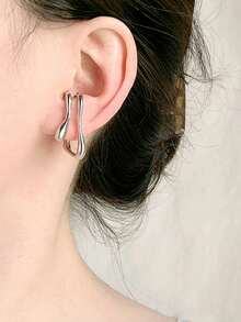 1pc Sleeve Cuff Earring Snake Design Cubic Zirconia Non-Piercing Ear Cuff - Yellow Gold - View 8