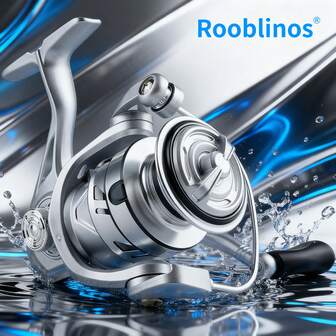  1个Rooblinos银色渔线轮金属杯顺滑旋转渔线轮，适用于海水