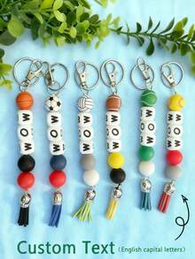 1pc Personalized Sports Name Keychain, Sports Backpack Pendant, Customized Name Keychain, Football/Volleyball/Basketball/Tennis Keychain