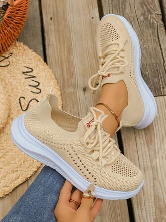 Women's Fashion Soft Breathable Lightweight Mesh Running Shoes, Elegant Retro Color, Unisex Casual Walking Sneakers For Commuting, Fitness, Travel, Platform Style, Round Toe, Low-Top, Versatile, Holiday Gift