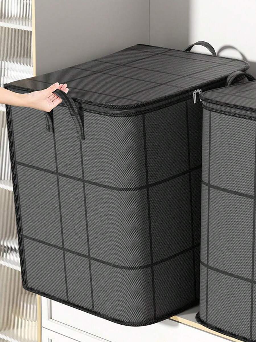 1PC Home Organization Storage Bag, Plush Toy Storage Bag, Clothing Quilt Storage Bag, Drawer Closet Organizer Bag, Upgraded Thickened Fabric, Wider Comfortable Handle, Suitable For Home Storage, Warehouse Storage, Family Gift. Bedroom, Organizer, Home Storage, White T Shirt Women, Black Pants Women, Ladies Winter Clothes, Dress, - Black - View 1