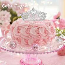 CIEHER Silver Small Tiara Cake Topper Mini Crown Princess Tiara Birthday Crown Wedding Cake Decoration For Wedding Birthday Party Cake{Inchcolor_nameinch:InchSilverinch} - Silver - 查看 3