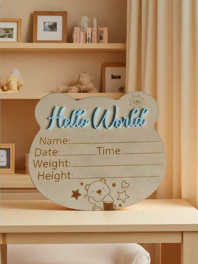 1-Piece Hello World Birth Bulletin Board Baby Photo Prop Wood Chips Baby Milestone Wood Chips Baby Shower Gift For Boys/Girls