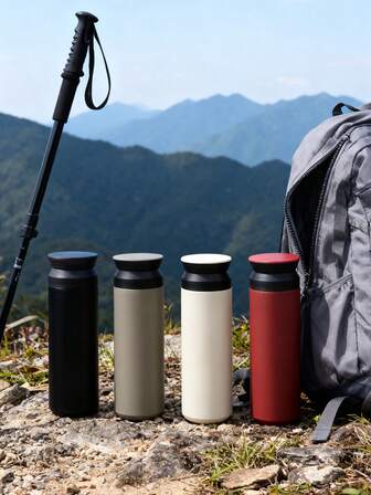 1개 500ml 단색 뚜껑 단열 물병 (탈착식 어깨끈 포함), 뜨겁고 차가운 음료용 재사용 가능한 커피 컵, 이중벽 누출 방지 디자인의 스테인리스 스틸 진공 여행용 머그, 학교, 어머니 날, 생일, 휴일, 졸업, 여름 야외, 자동차에 적합