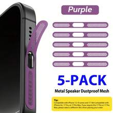 ZYONS 5 piezas para iPhone 17 Pro Max/17 Air/16 Pro Max/16/15/14/13/12 Series, rejilla de metal antipolvo para altavoz, hecha de material de metal duradero, en colores negro/plateado/naranja cósmico/dorado/verde/rojo/azul/morado/titanio del desierto y talla grande colores