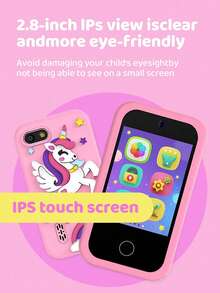儿童智能手机玩具，触屏高清双摄像头儿童手机，圣诞节生日礼物独角兽幼儿玩具手机，适合3-10岁男孩女孩，旅行玩具，学前儿童学习玩具 - 彩色 - 查看 5