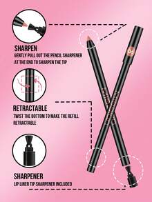 Misslyn MISSLYN-Soft & Mist Lip Liner, Longwear Rich Lip Colors, Convenient Retractable Design, Sharpenable Gel Lip Pencil, Smooth Application, Natural Finish, High Pigment, Not Easy To Fade, Makeup, Gift, Y2K, Party, Travel, Fashion Girl Cosmetic, Cosplay, Can Be Shaped With A Pencil Sharpener, Highly Pigmented Natural Lip Makeup, Longwear Smooth Ultra Fine, Matte Lip Liner Vegan, Cruelty Free