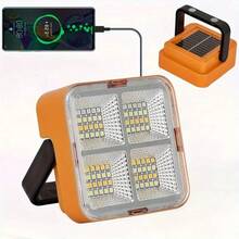 Portable Solar Light Multifunctional Solar And USB Rechargeable LED Flashlight- Portable, Magnetic And Emergency Lighting For Camping, Night Markets And Power Outages-64LED Upgraded Version Super Bright Light, Perfect Gift For Christmas, Thanksgiving, Christmas Decor - 黃色 - 查看 1
