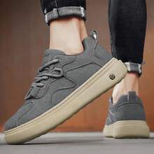 Men's Casual Sneakers, PU Upper, Comfortable Non-Slip & Durable Outsole, Low-Top Lace-Up Skate Shoes, European & American Street Style - Grey - View 5