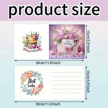 6件套DIY钻石画生日贺卡套装，花卉信封图案明信片，独特的纯手工生日祝福卡，[包含6个信封]，是向长辈、家人和朋友表达温暖美好祝福的理想之选，钻石画贺卡明信片套装，表达爱意和关怀，是表达真挚祝福的最佳礼物。 - 彩色 - 查看 7