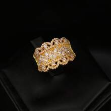 Women's Vintage Palace Style 18K Gold Plated Hollow Crown Design Ring - Gold - View 4