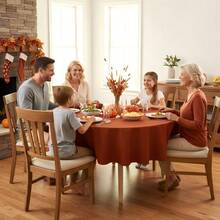 Tableclothssancua - Mantel redondo de otoño de 60 pulgadas color naranja quemado resistente al agua a prueba de derrames poliéster lavable mantel de Acción de Gracias tela decorativa para comedor fiestasTablecloths - óxido - Ver 3