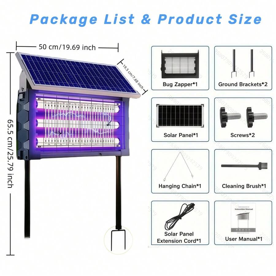 Waterproof IP56 Solar Bug Zapper 5200V High Voltage Electric Mosquito Killer, Powerful Outdoor Insect Trap With USB & Solar Charging, Smart Light Sensor Control, 360° Protection, Portable Rechargeable Fly Zapper For Patio, Garden, Backyard, RV & Camping