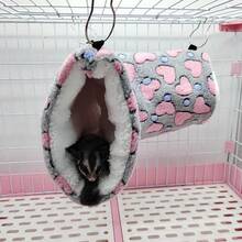 Casa para Hámster, Camas Suaves y Cálidas, Túnel, Jaula para Roedores, Hamaca Impresa, Túnel para Ratas, Accesorios de Algodón para Cerdos de Guinea, Animal Pequeño - Rosa - Ver 11