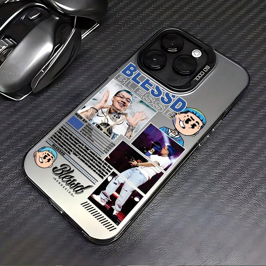 Funda de Teléfono con Diseño de Rapero Popular para 17 16e 16 15 14 13 12 11 Pro X XR XSMAX 8 Plus, Cubierta Anticaída con Parte Trasera Escarchada, Regalo, Funda para Smartphone,Diseño de Dibujos Animados,Accesorio de Teléfono a,Diseño Impreso con,Funda17 17promax - Negro - Ver 1